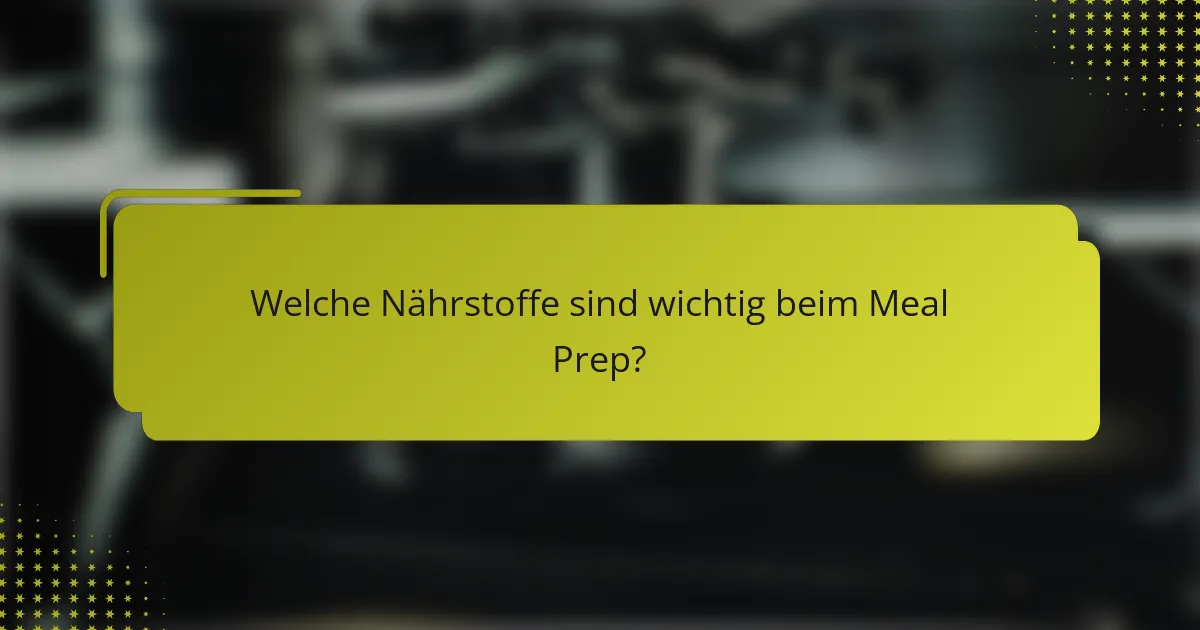 Welche Nährstoffe sind wichtig beim Meal Prep?